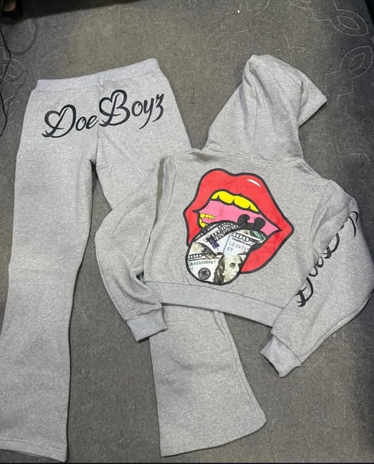 Gray DoeBoyz Women “Money Lovers” Sweatsuit
